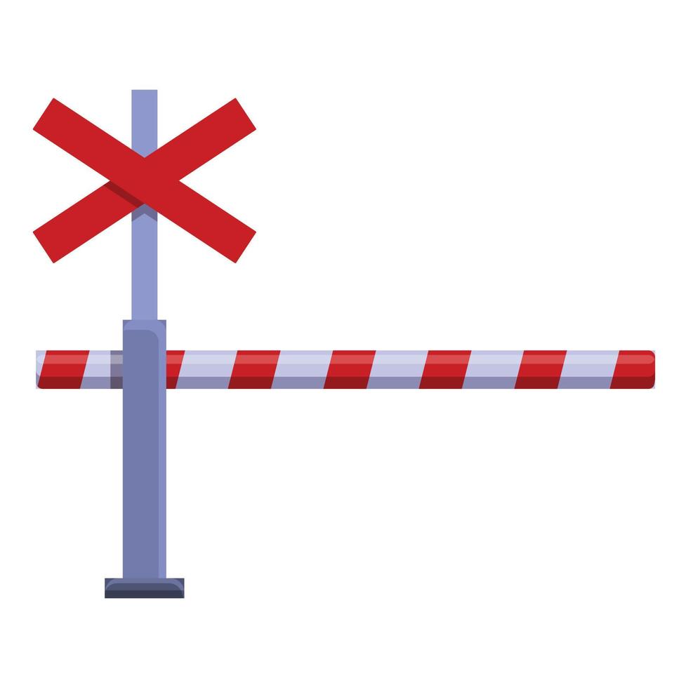 icono de precaución de barrera ferroviaria, estilo de dibujos animados vector