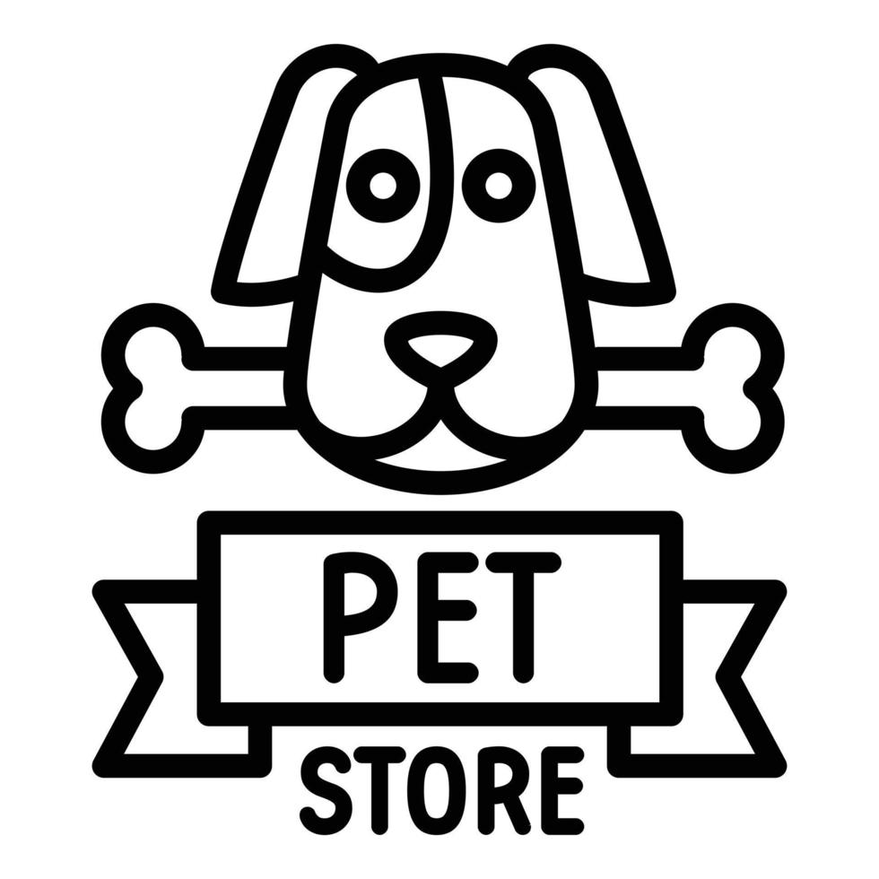 Dog pet store logo, outline style vector