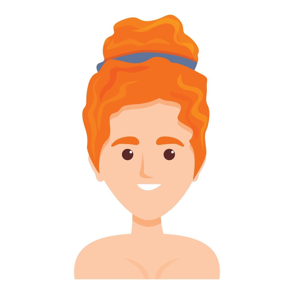 mujer con icono de peinado, estilo de dibujos animados vector