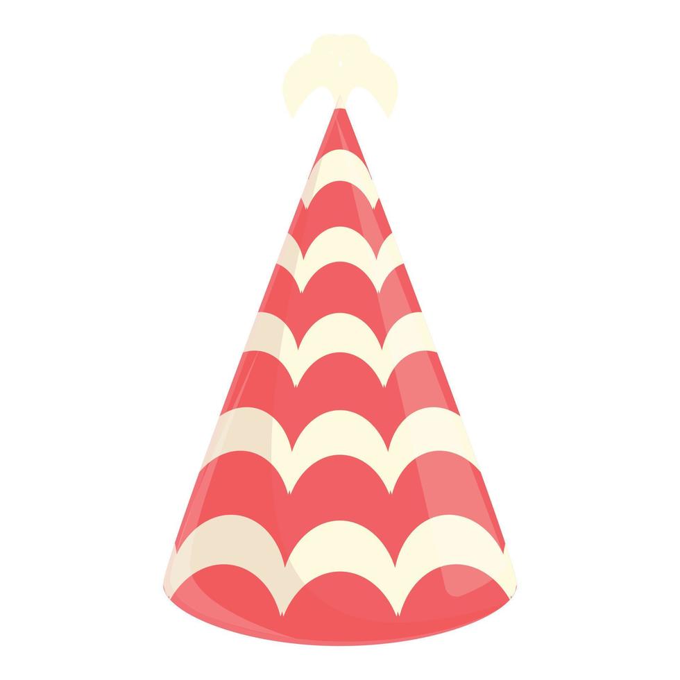 Party hat with wavy pattern icon, cartoon style vector
