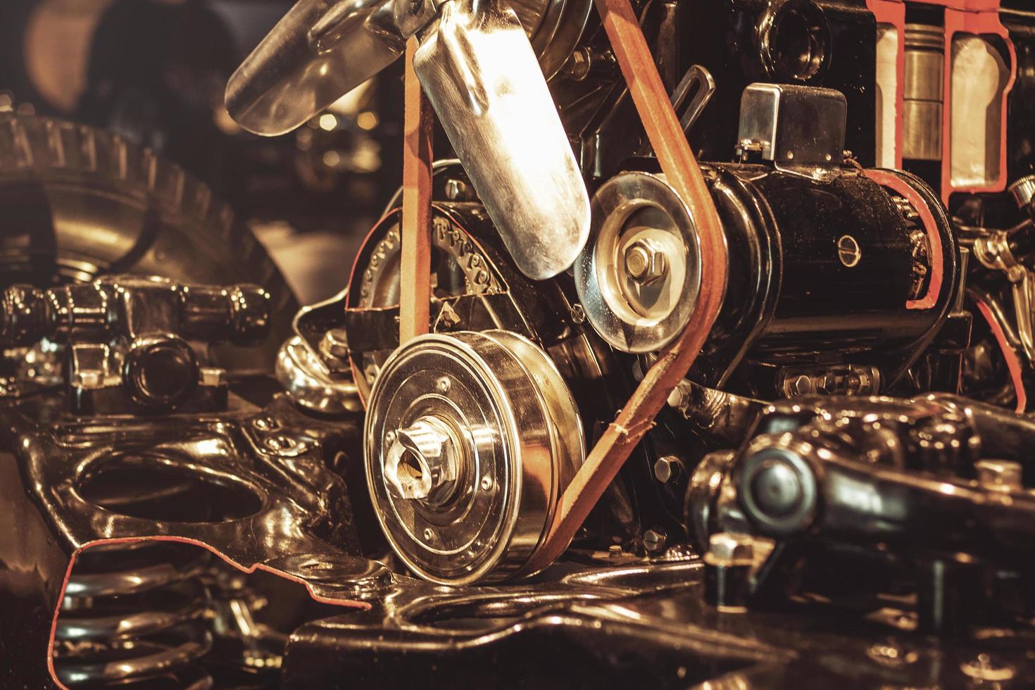 Close up of retro internal combustion engine photo