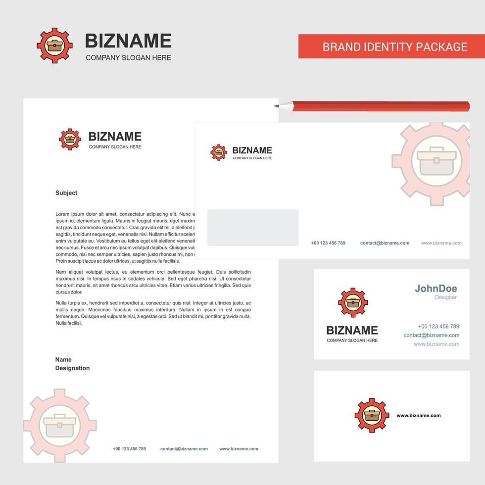 Breifcase setting Business Letterhead Envelope and visiting Card Design vector template