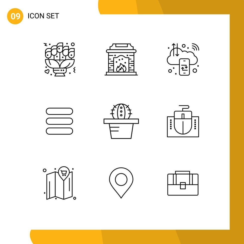 Stock Vector Icon Pack of 9 Line Signs and Symbols for pot text business task internet Editable Vector Design Elements
