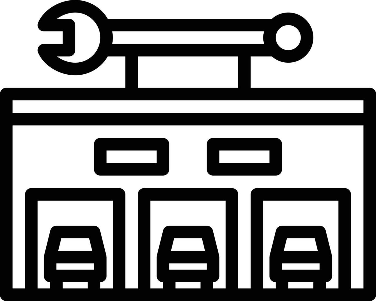 garage car repair fix building - outline icon vector