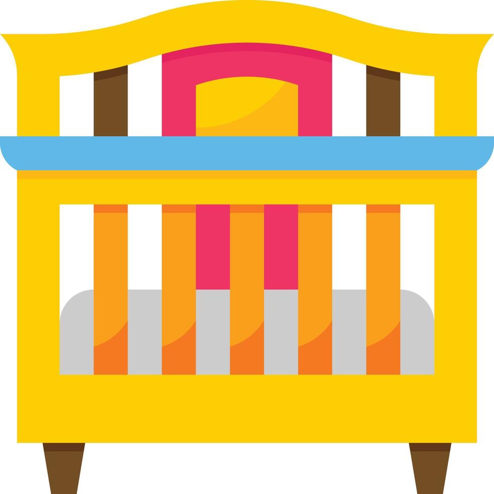 cuna cama cuna accesorios para bebés - icono plano vector