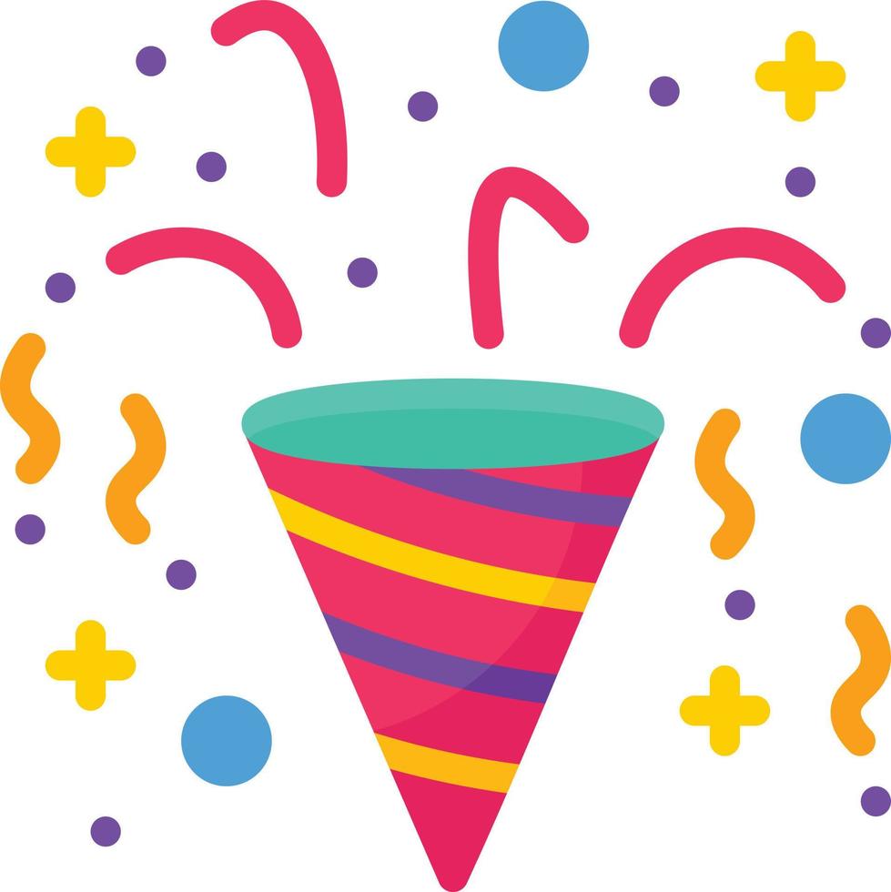 party popper celebration confetti entertainment - flat icon vector
