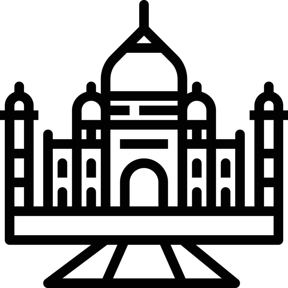 taj mahal india landmark travel - outline icon vector