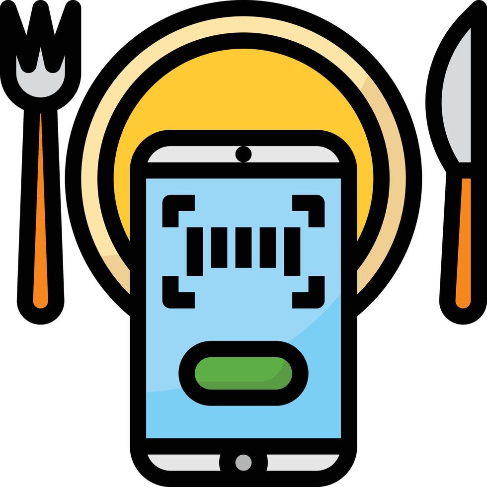 barcode mobile scan food delivery - filled outline icon vector