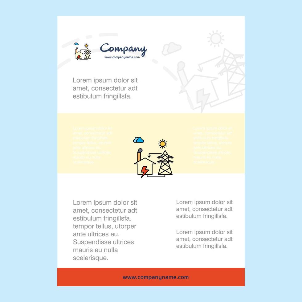 Template layout for Electric power comany profile annual report presentations leaflet Brochure Vector Background