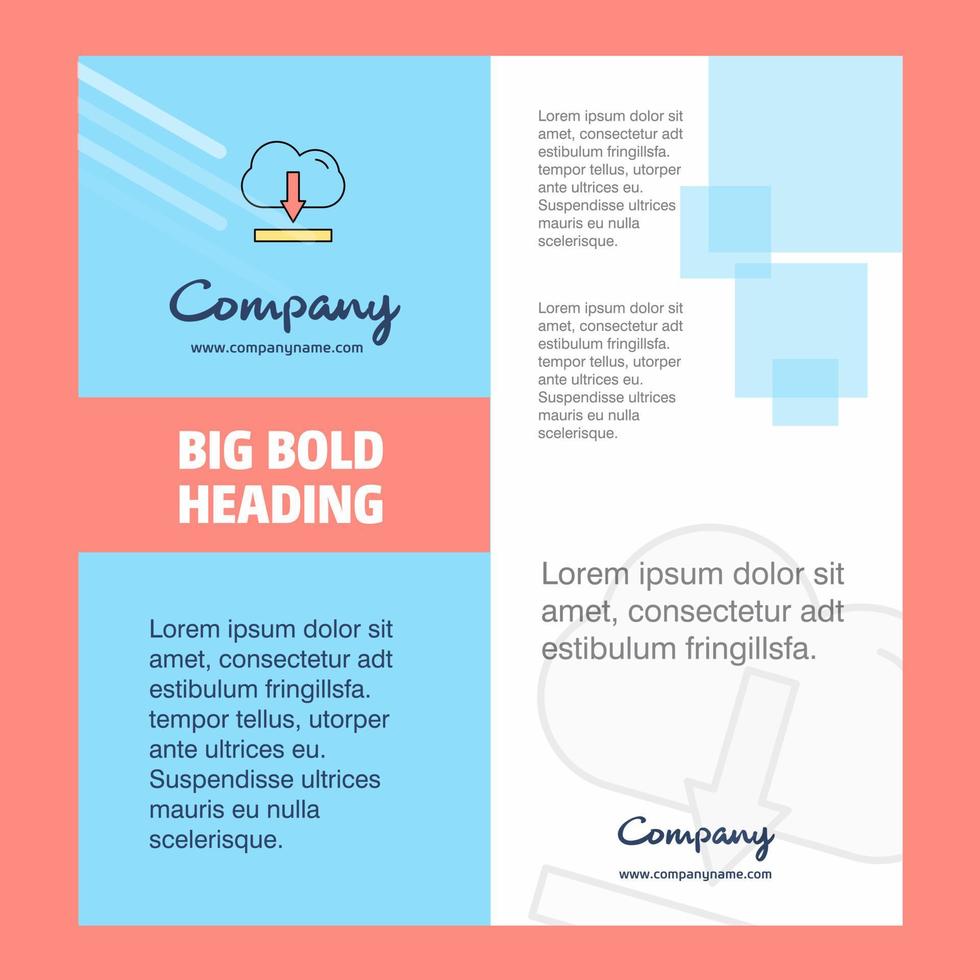 Cloud downloading Company Brochure Title Page Design Company profile annual report presentations leaflet Vector Background