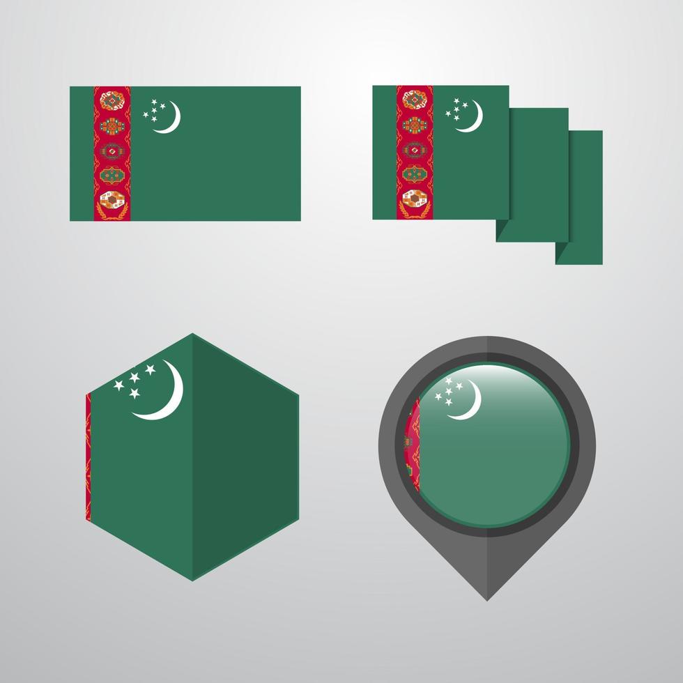 Turkmenistan flag design set vector
