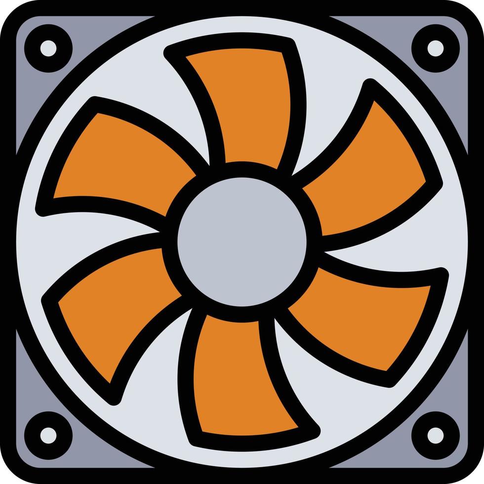 fan cooler cold computer accessory - filled outline icon vector