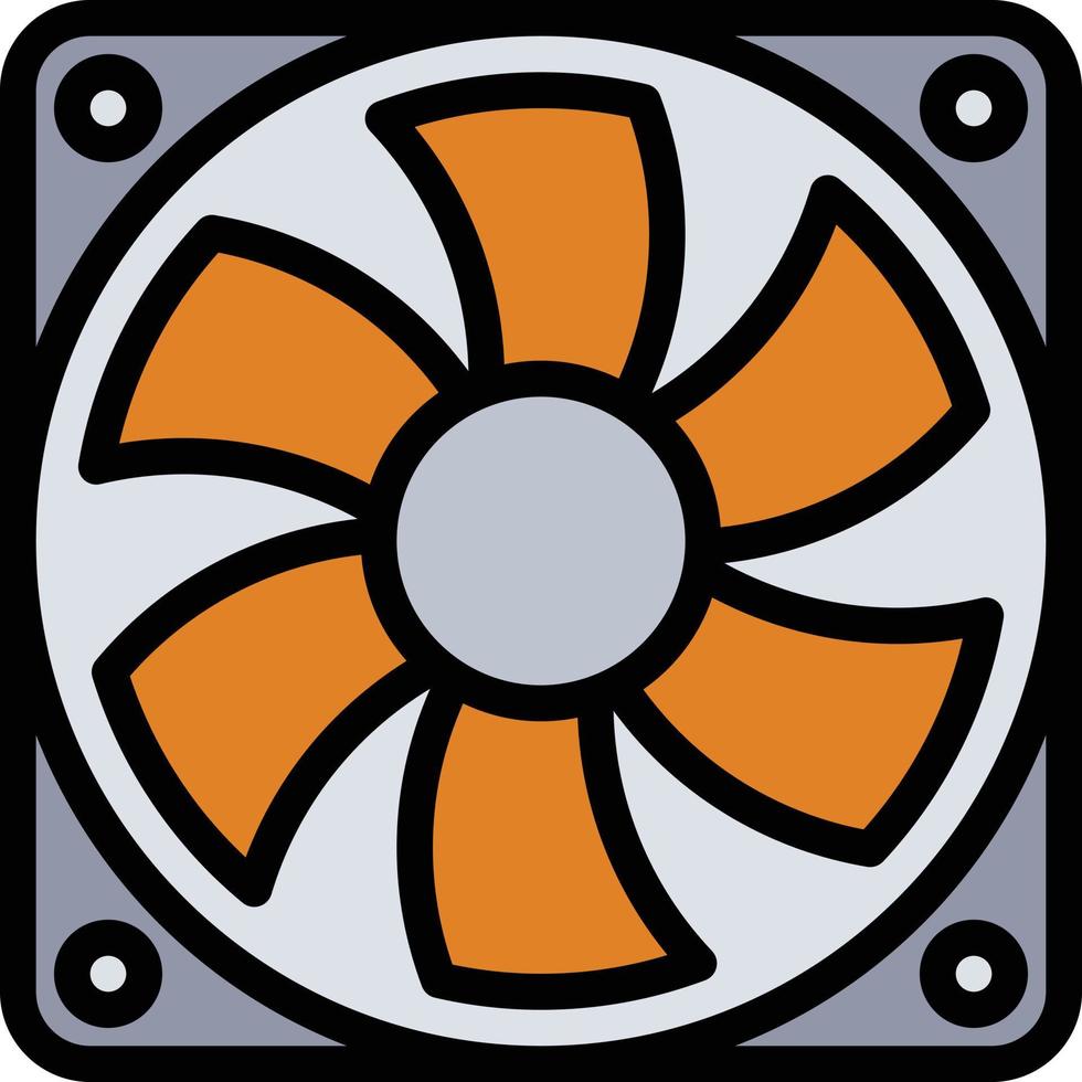 fan cooler cold computer accessory - filled outline icon vector