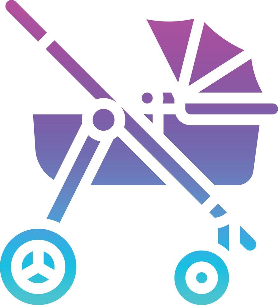 stroller carriage push baby accessories - solid gradient icon vector