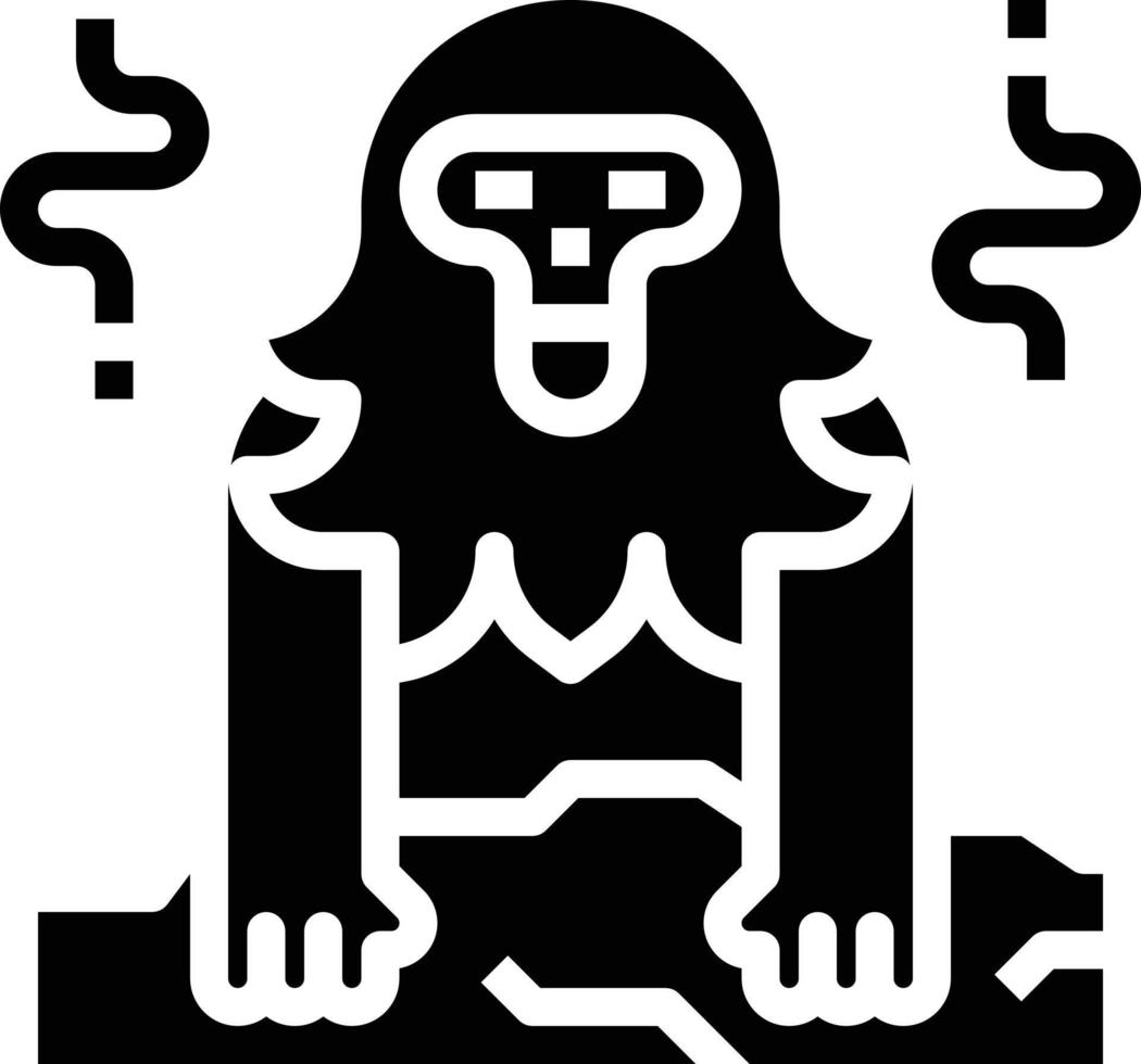 monkey snow ice cold japan - solid icon vector