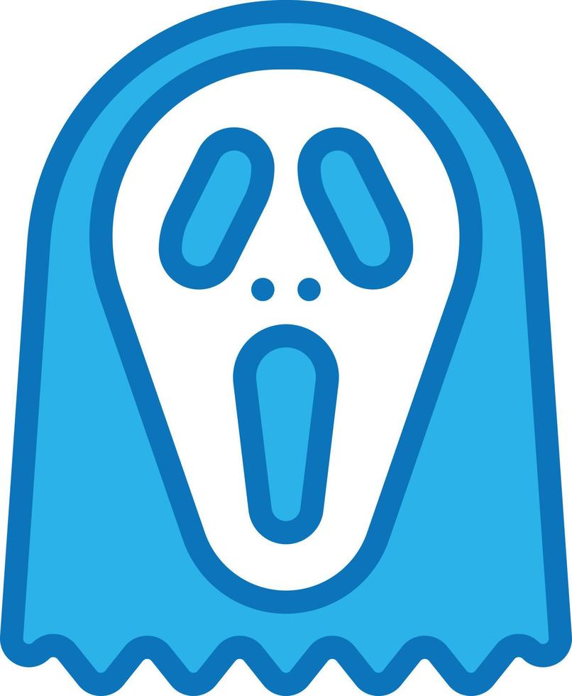 máscara fantasma gritar santificar halloween - icono azul vector