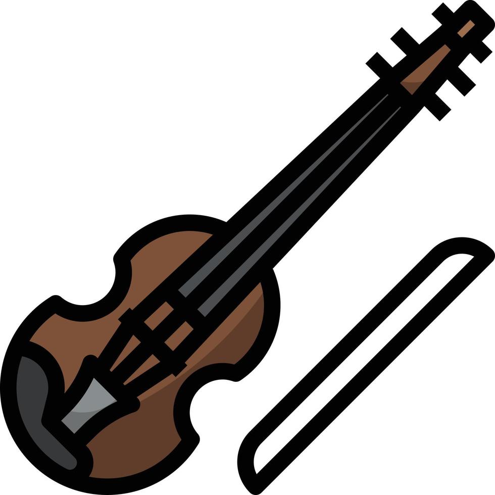 instrumento musical de música de violín - icono de contorno lleno vector