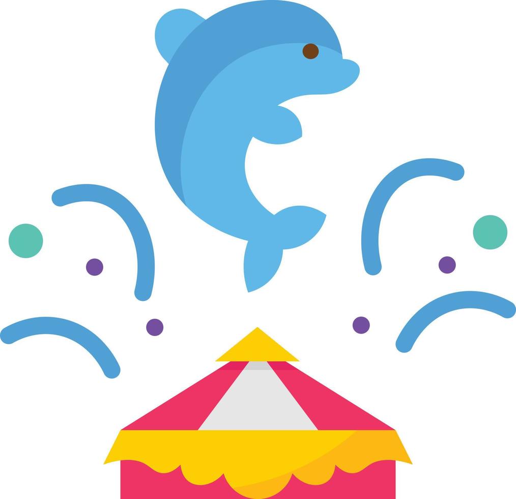 circus show dolphin splash entertainment - flat icon vector