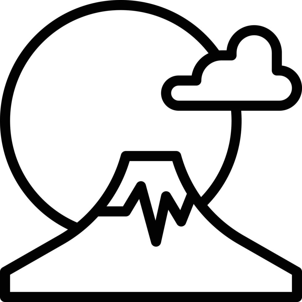 fuji mountain sun cloud japan - outline icon vector