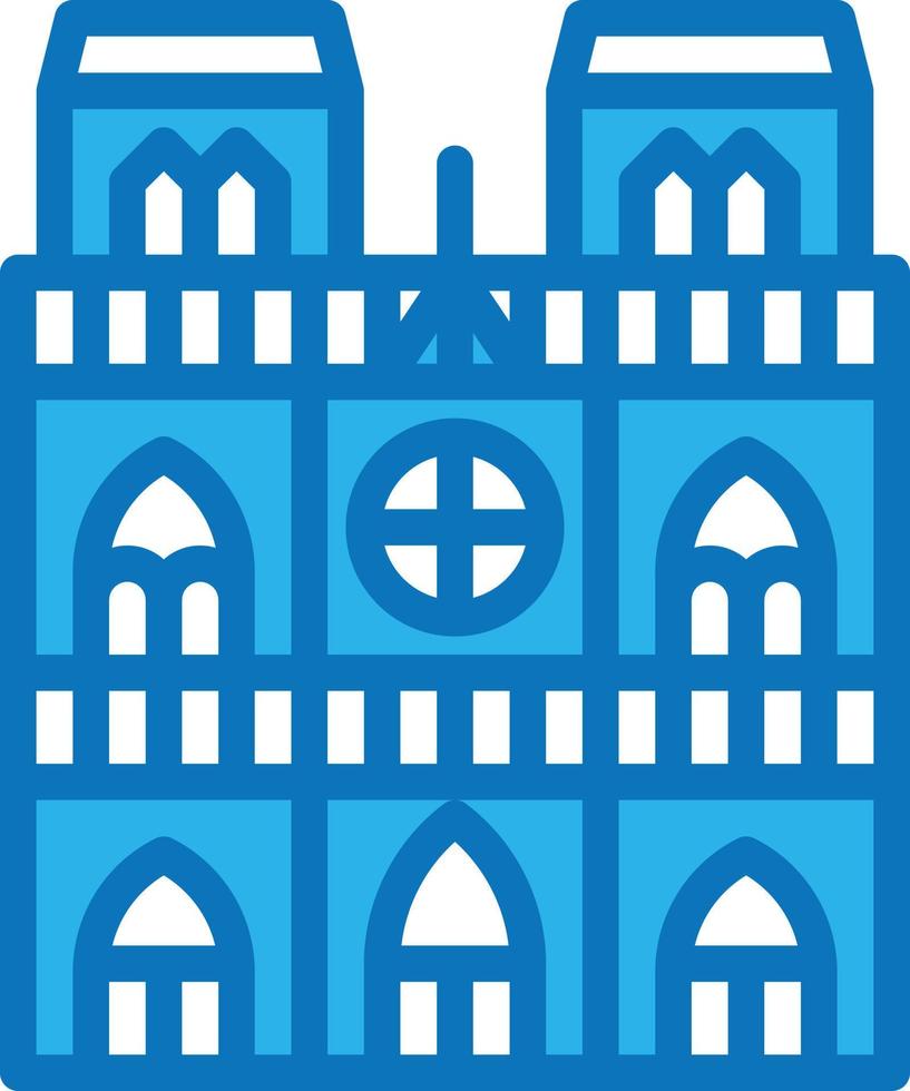 notre dame paris france landmark building - blue icon vector