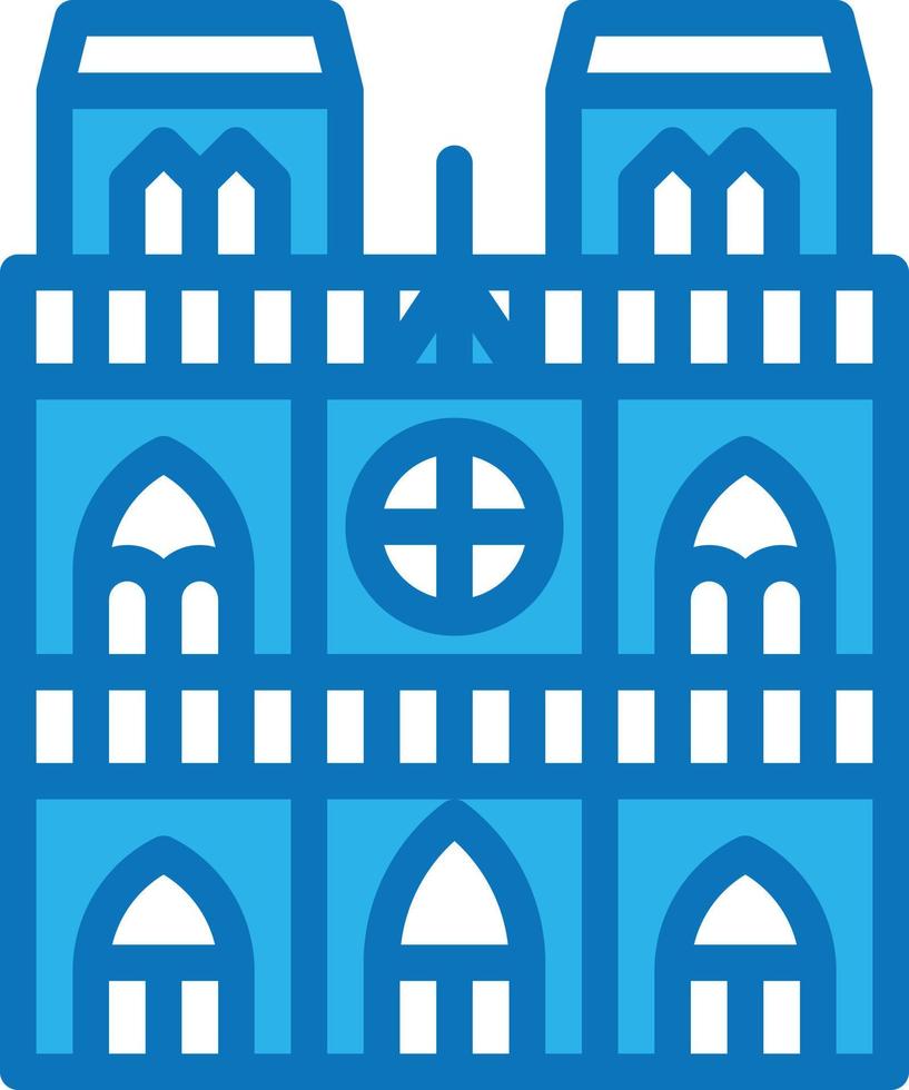 notre dame parís francia edificio emblemático - icono azul vector