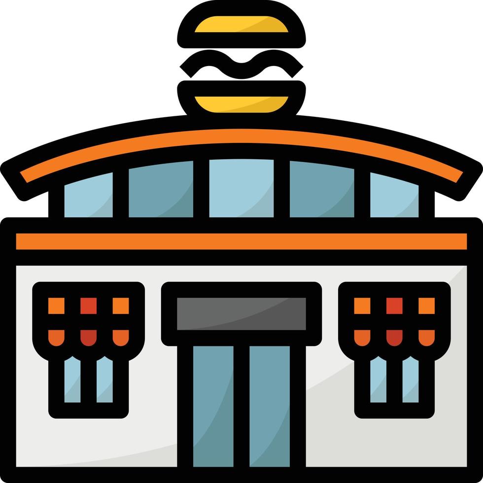 restaurant fast food hamburger eat building - filled outline icon vector