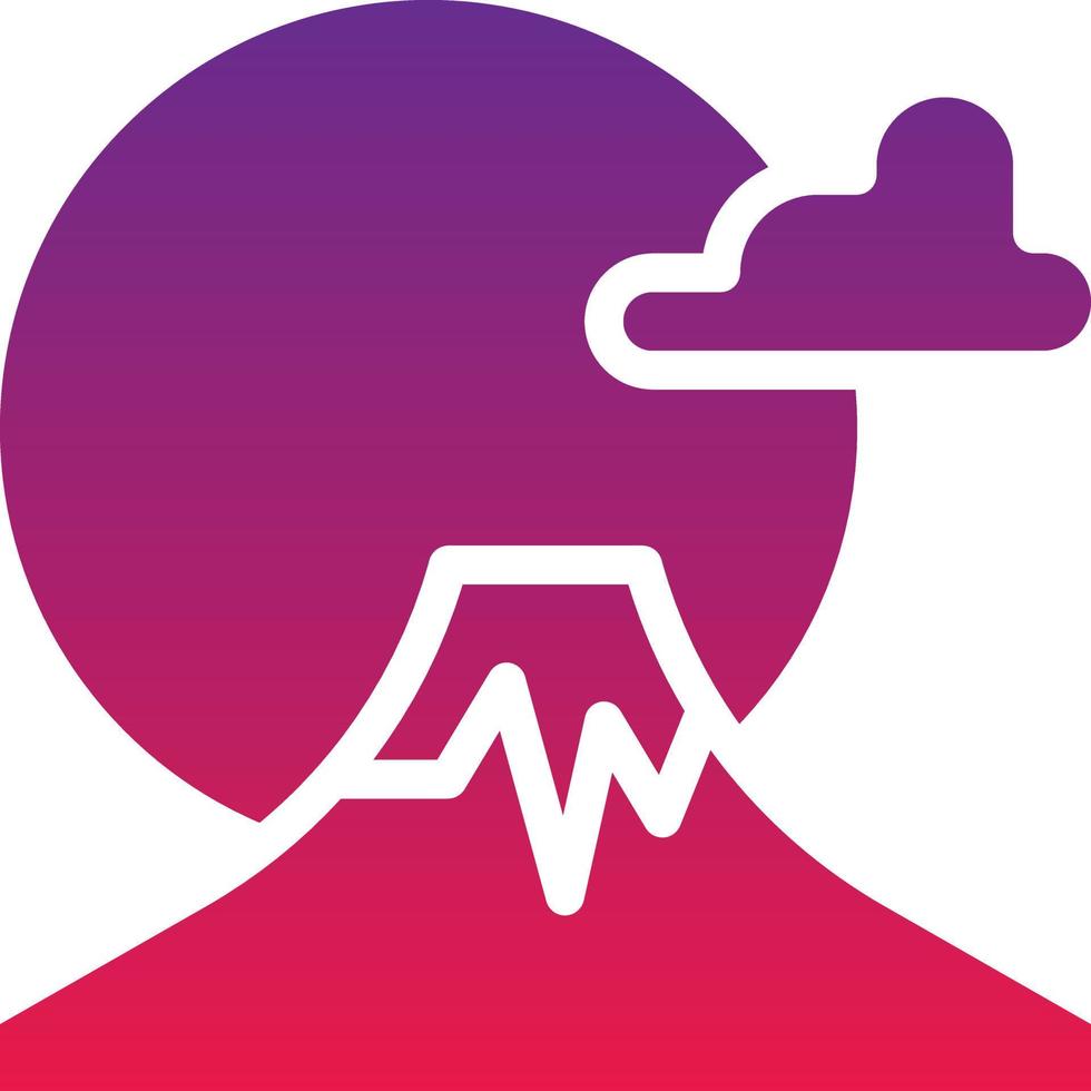 fuji mountain sun cloud japan - solid gradient icon vector