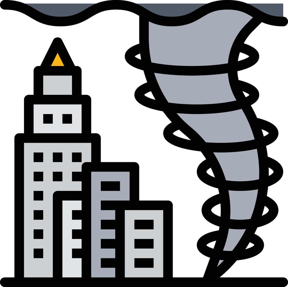 tornados strom disaster town - filled outline icon vector