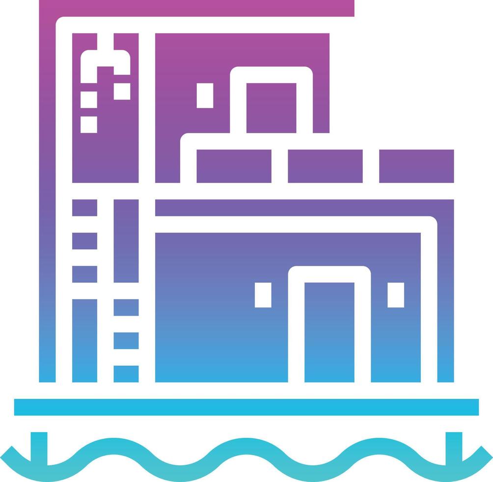 house floating water luxury building - solid gradient icon vector