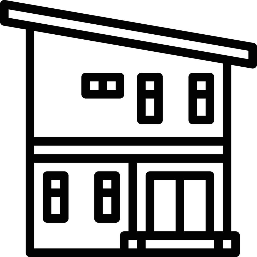 house double floow modern home building - outline icon vector