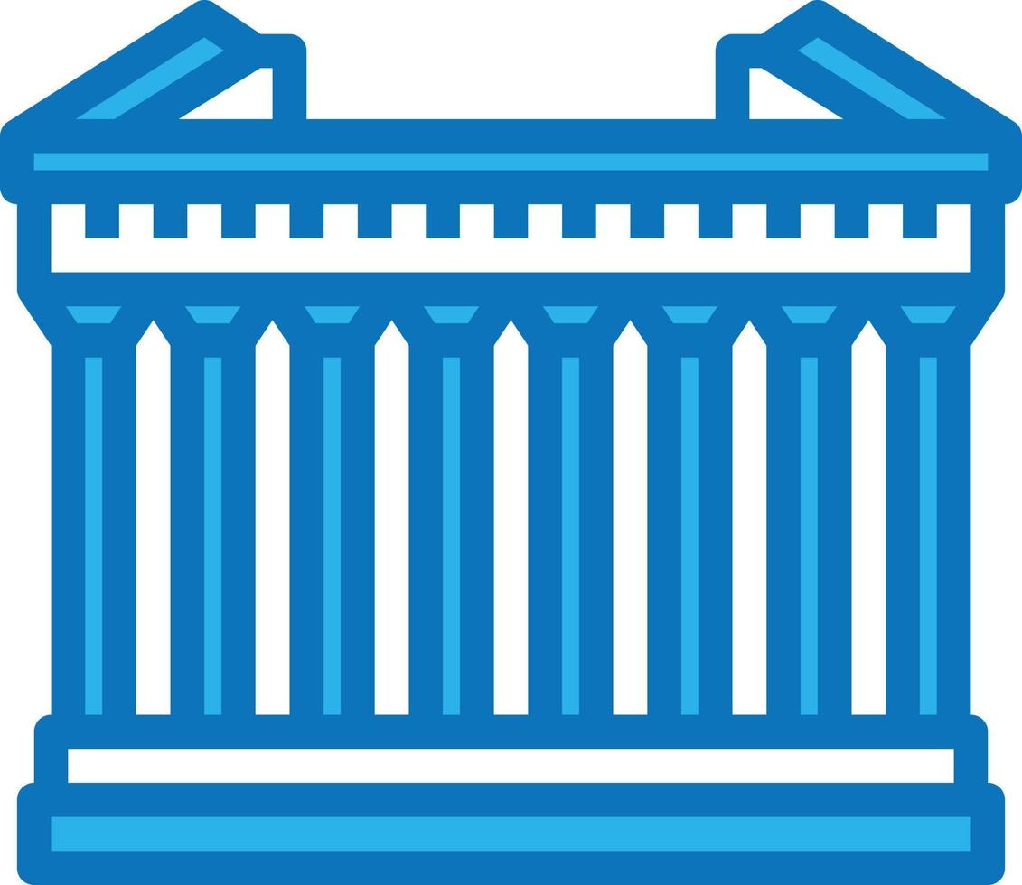 athens greece landmark parthenon building - blue icon vector