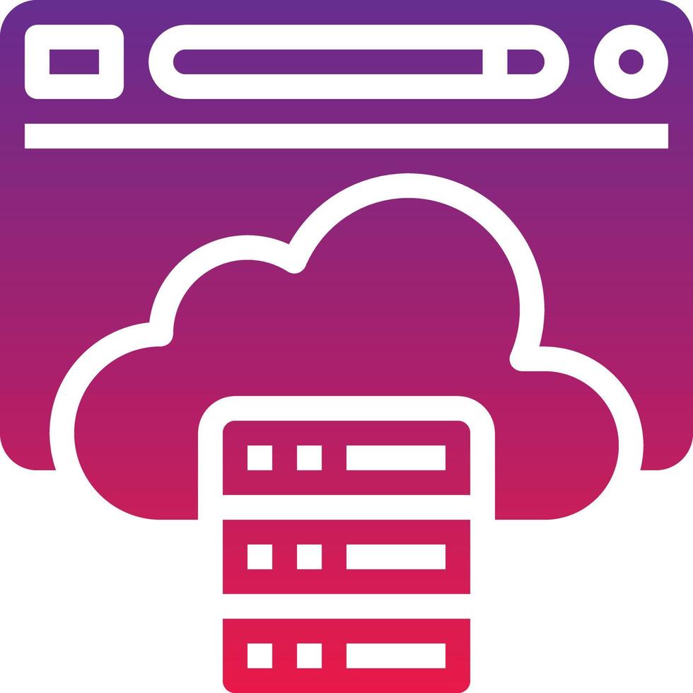 cloud hosting website database seo - solid gradient icon vector