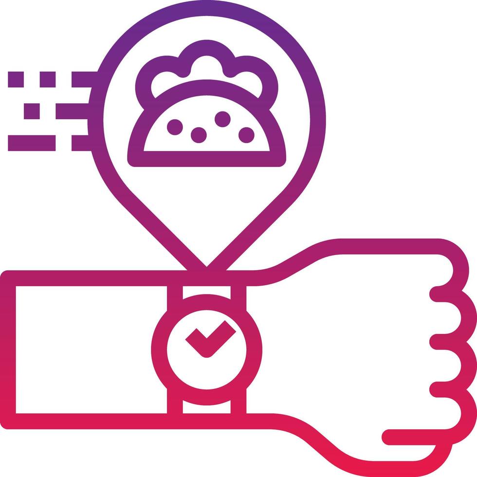 time wait taco food delivery - gradient icon vector