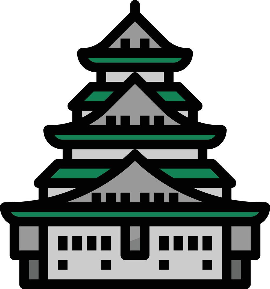 castillo osaka palacio real japón - icono de contorno lleno vector