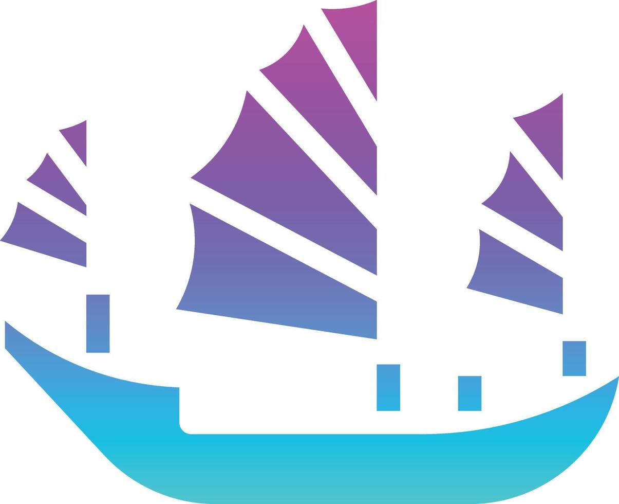 junk ship chinese china boat - gradient solid icon vector