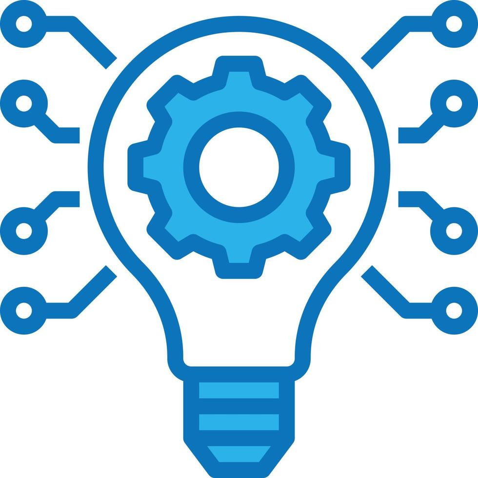 innovation lightbulb gear ai creative - blue icon vector