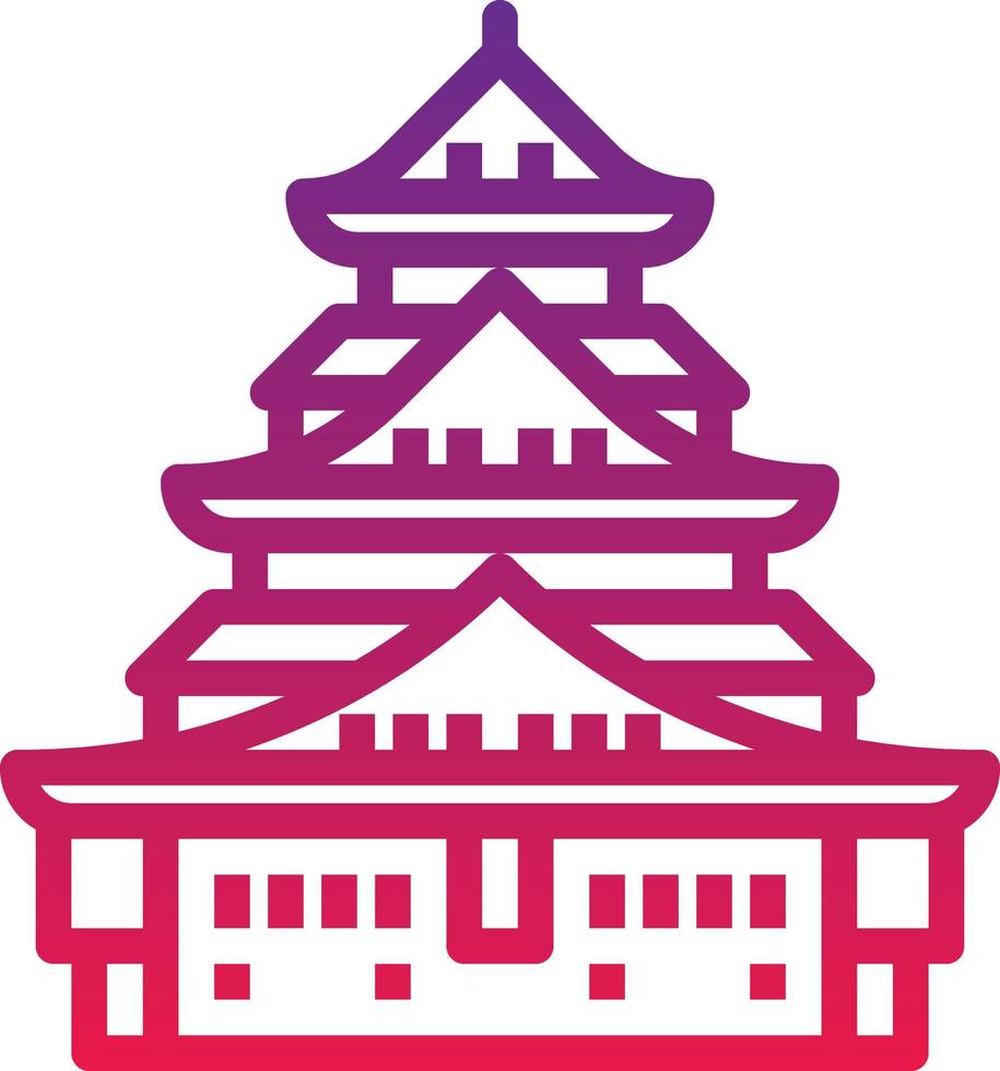 castle osaka royal palace japan - gradient icon vector