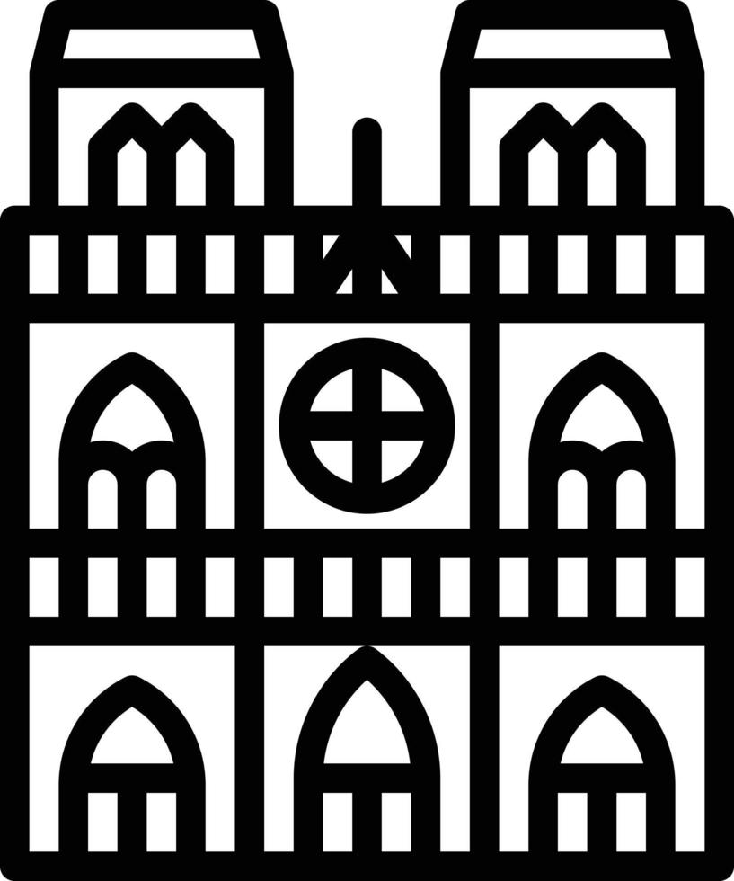 notre dame paris france landmark building - outline icon vector