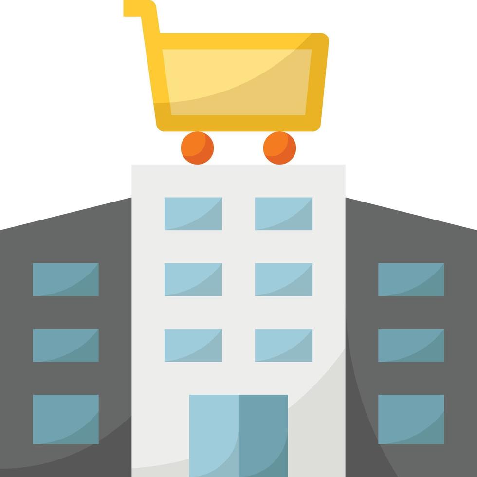 supermarket shopping mall minimart building - flat icon vector