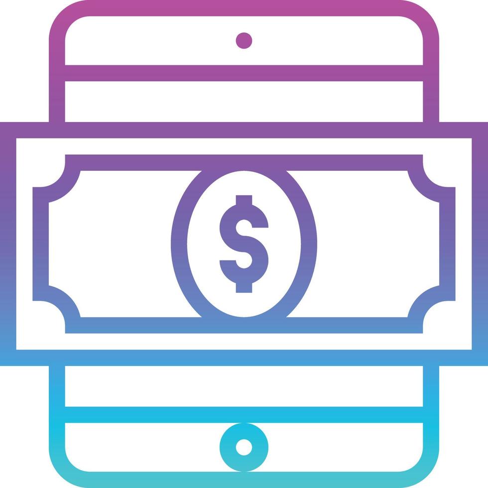 cash wallet digital tablet ecommerce - gradient icon vector