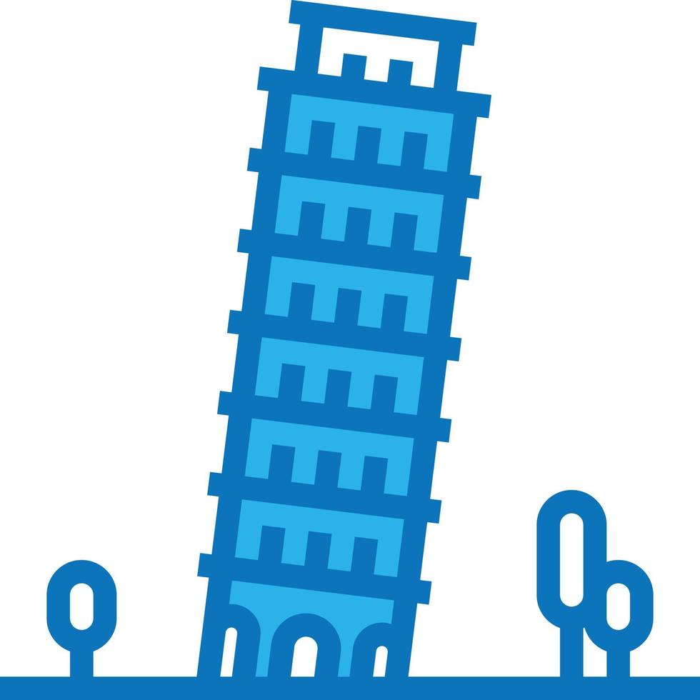 tower of pisa italy landmark building tower - blue icon vector