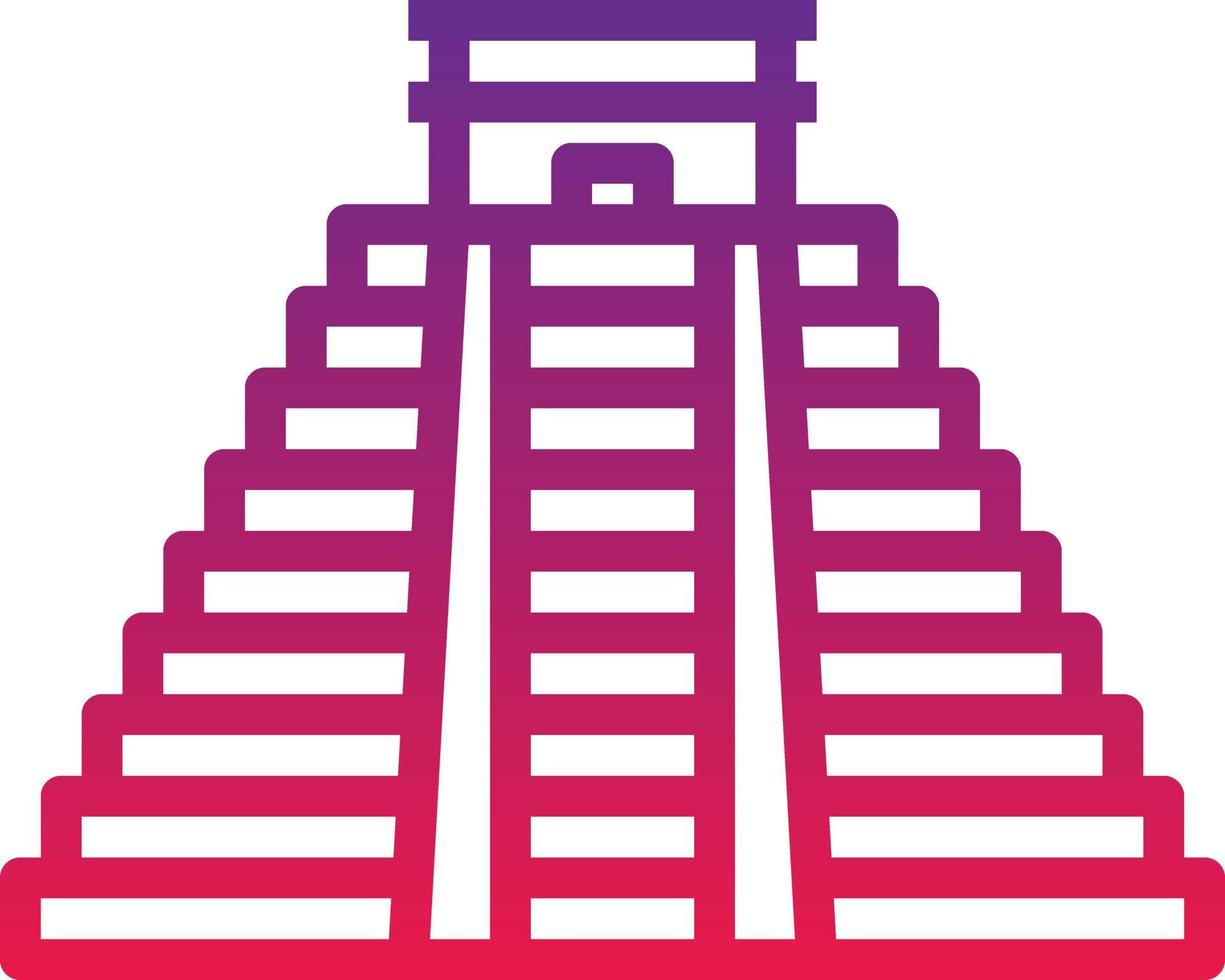 chichen itza mexico landmark building - gradient icon vector