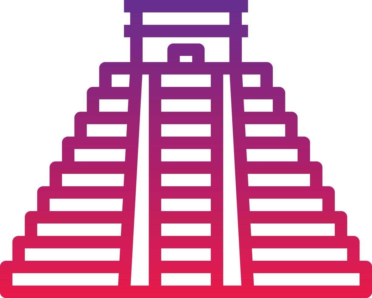 chichen itza mexico landmark building - gradient icon vector