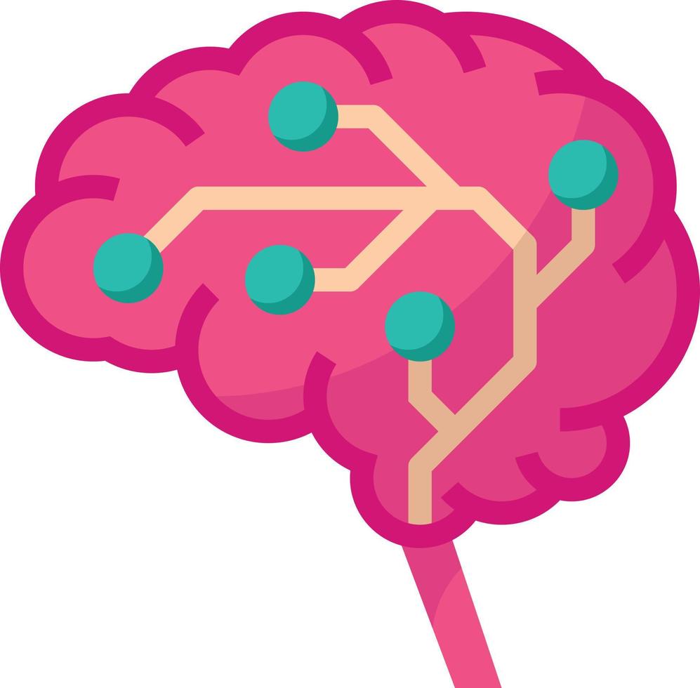 brain circuit ai artificial intelligence - flat icon vector