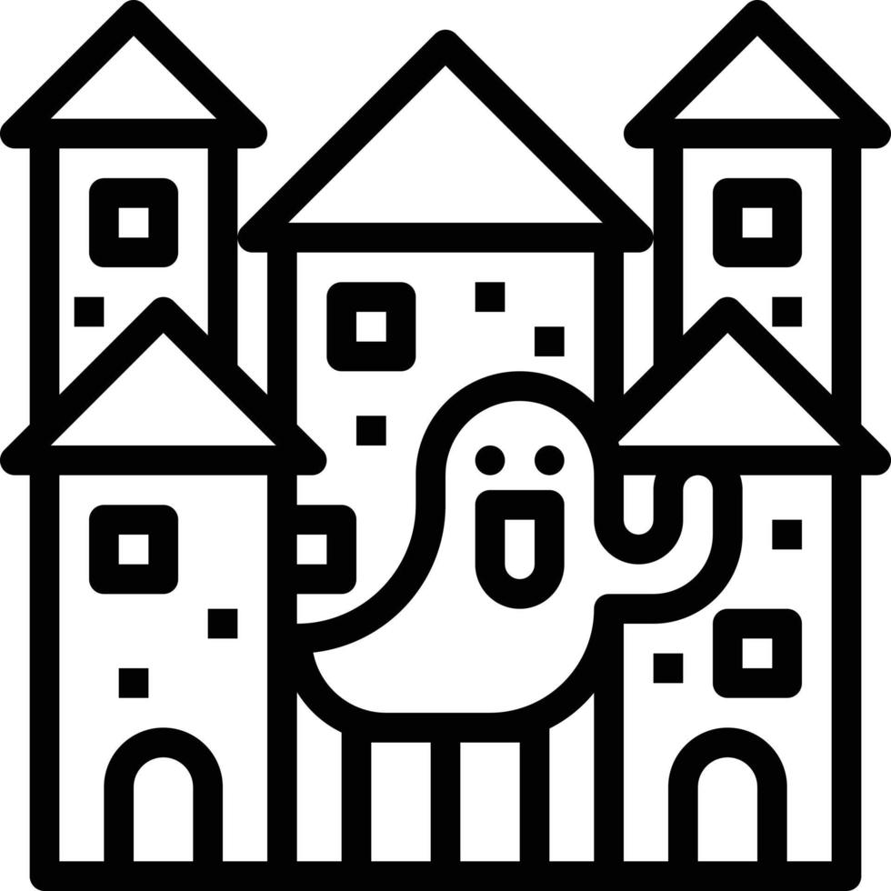 castle ghost huanted house halloween - outline icon vector