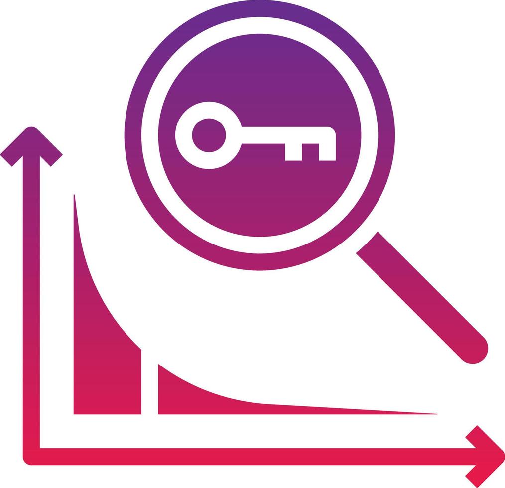long tail search keyword analysis seo - solid gradient icon vector