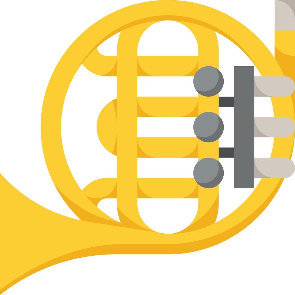 instrumento musical de música de cuerno francés - icono plano vector