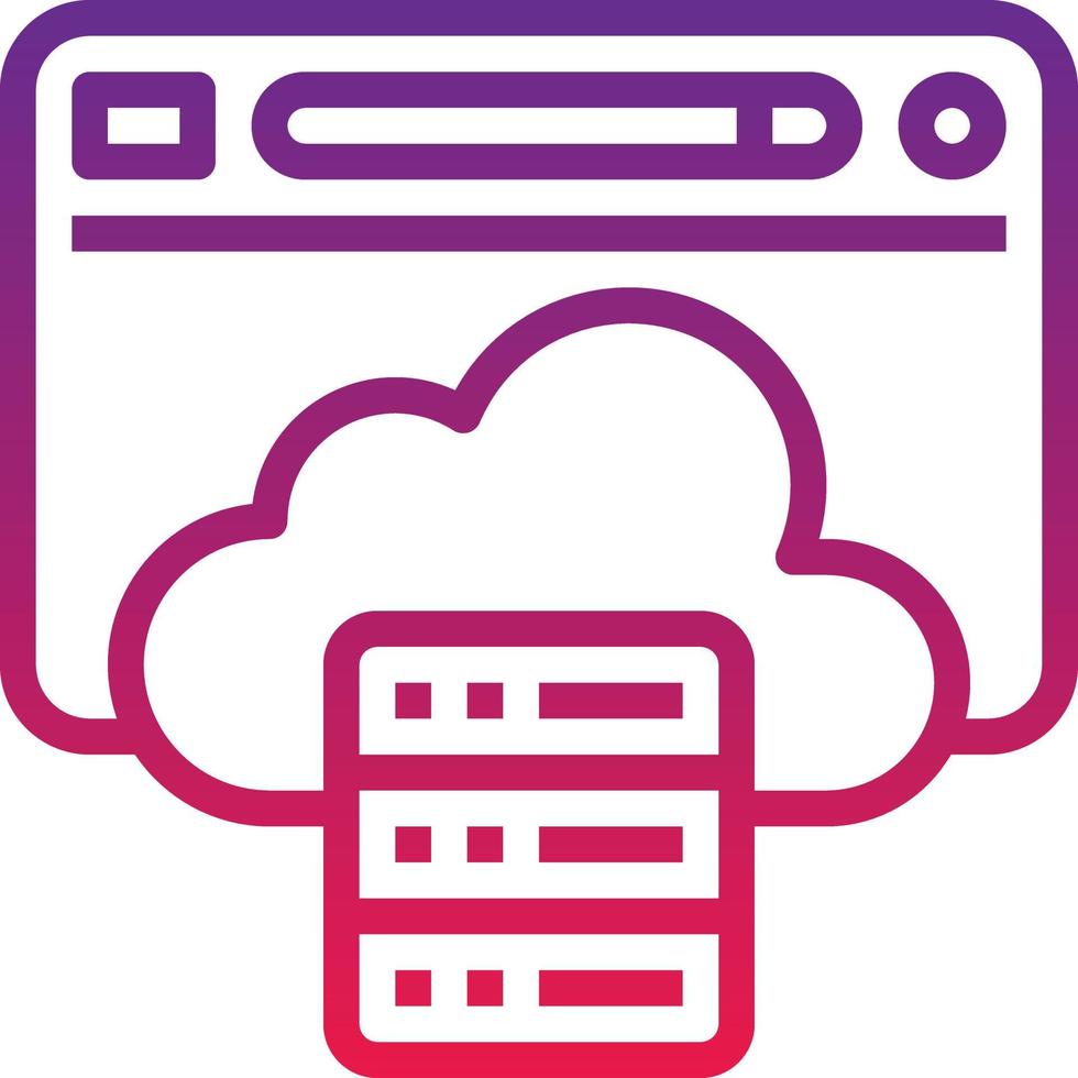 cloud hosting website database seo - gradient icon vector