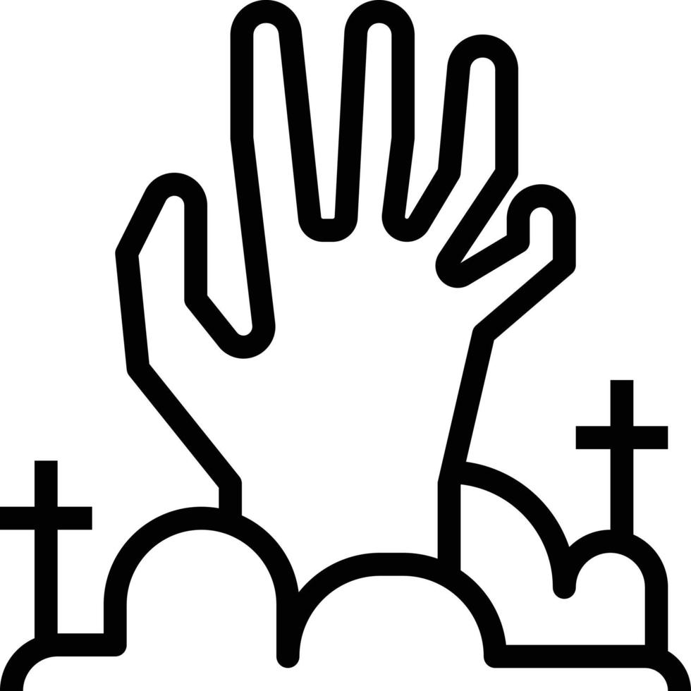 hand ghost zombie corpse halloween - outline icon vector