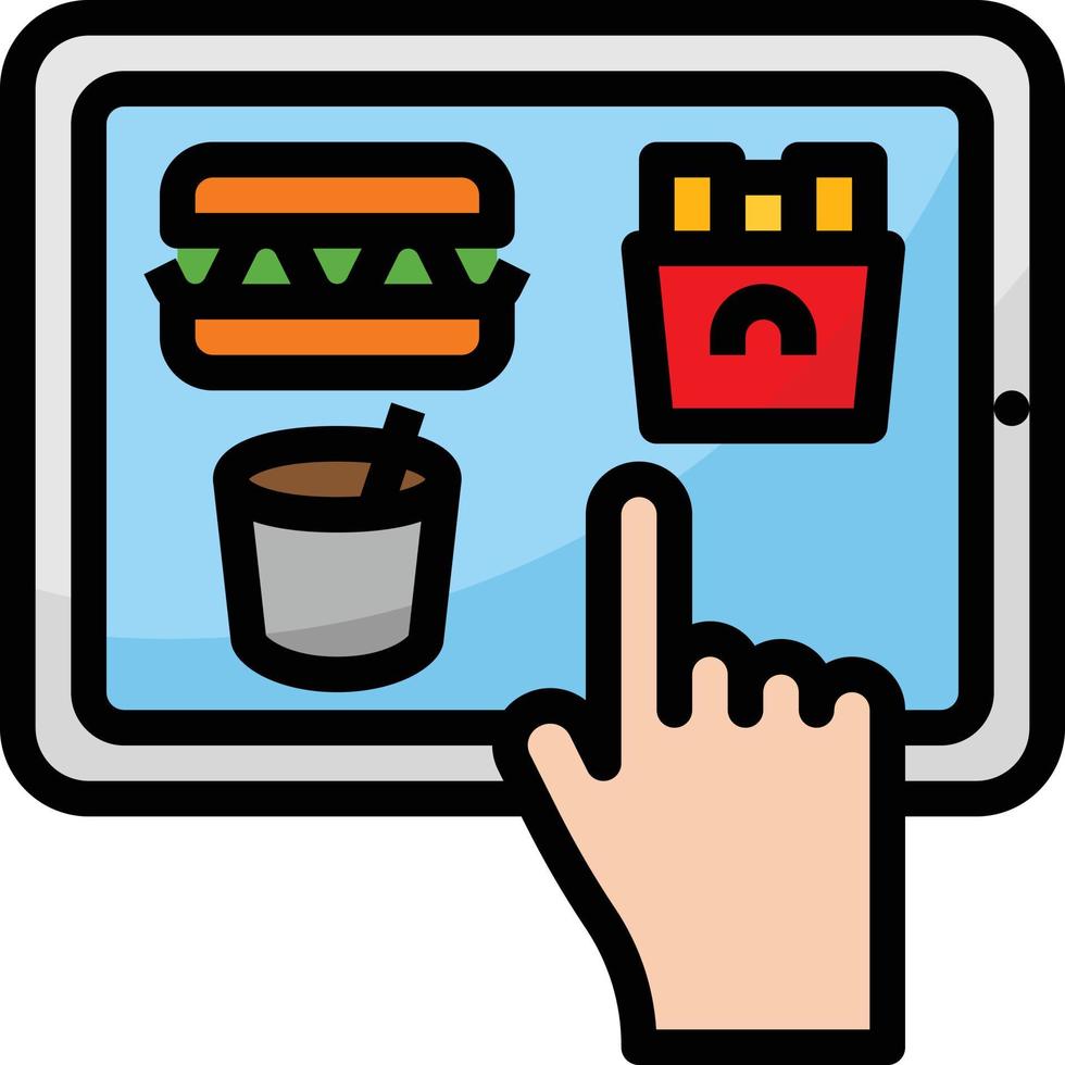 tablet order online food delivery - filled outline icon vector